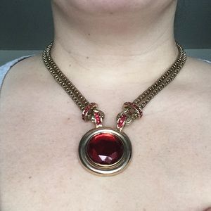 Red stone statement necklace